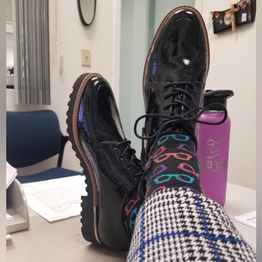 Shelly's London Terrwyne Black Patent Leather Platform Oxford Loafers